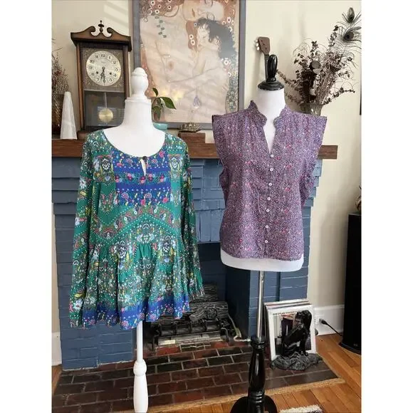 Matilda Jane / Carve Designs XL Ditsy Floral Boho Tunic Shirts Tops Lot Of 2 - Picture 1 of 11